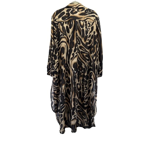 Chicos Shirt Dress Tunic Size XL Semi Sheer Animal print Side Slits Button Up - Picture 2 of 10